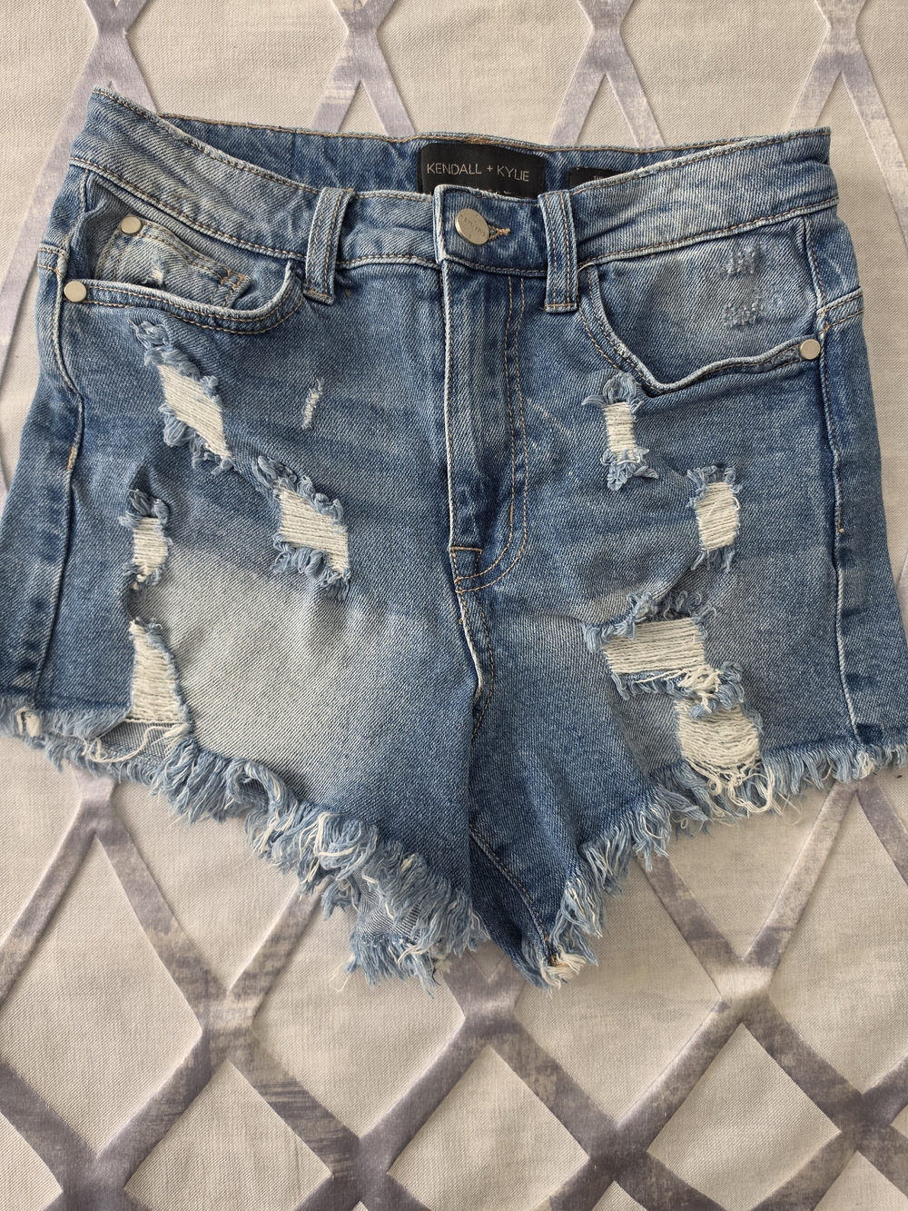 Kendall + Kylie "The Icon Short" Distressed Denim Cutoff Shorts - Size 27